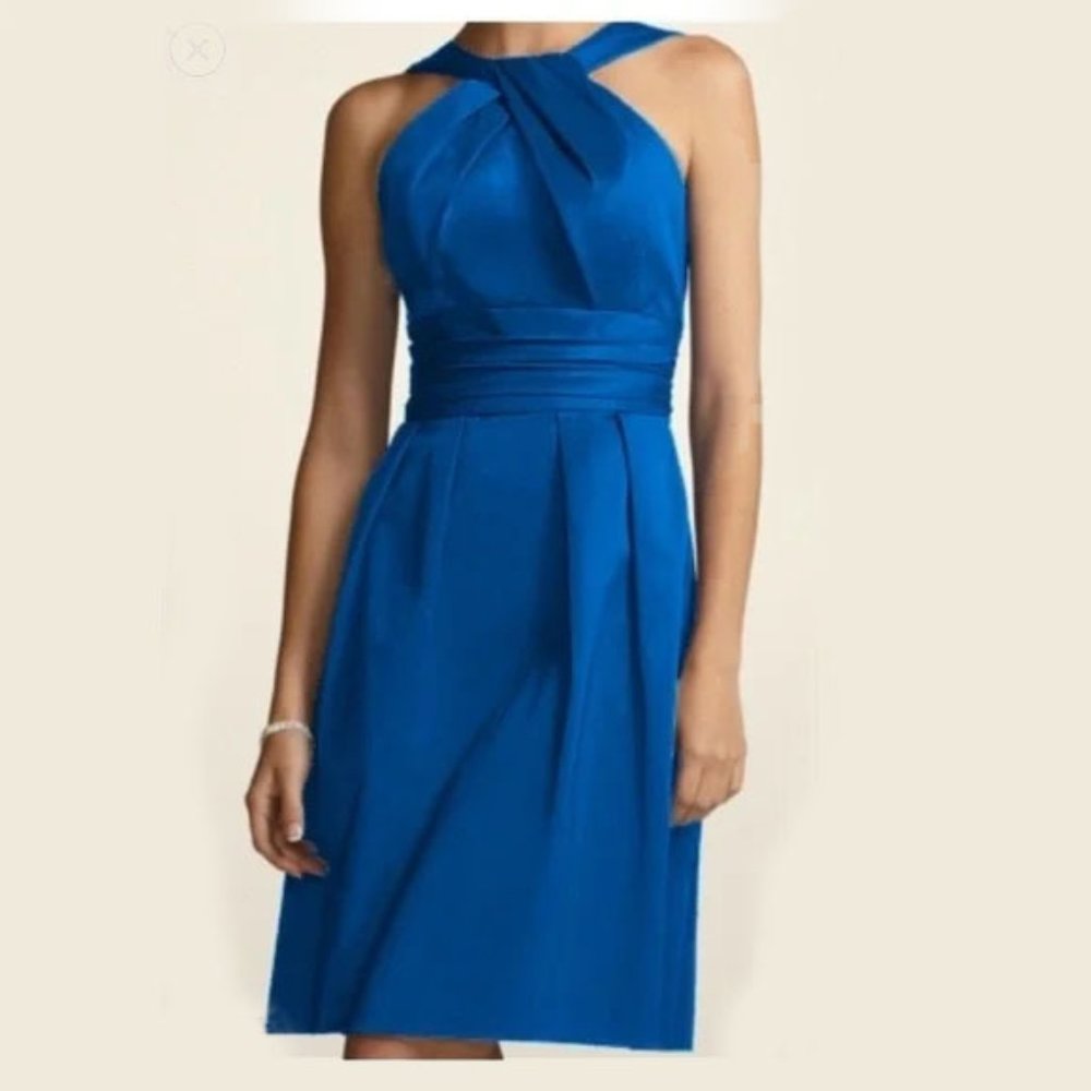 David’s Bridal Royal Blue Halter Dress style #83690 Sz. 14